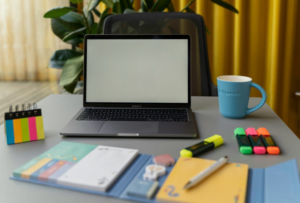 a laptop on a table